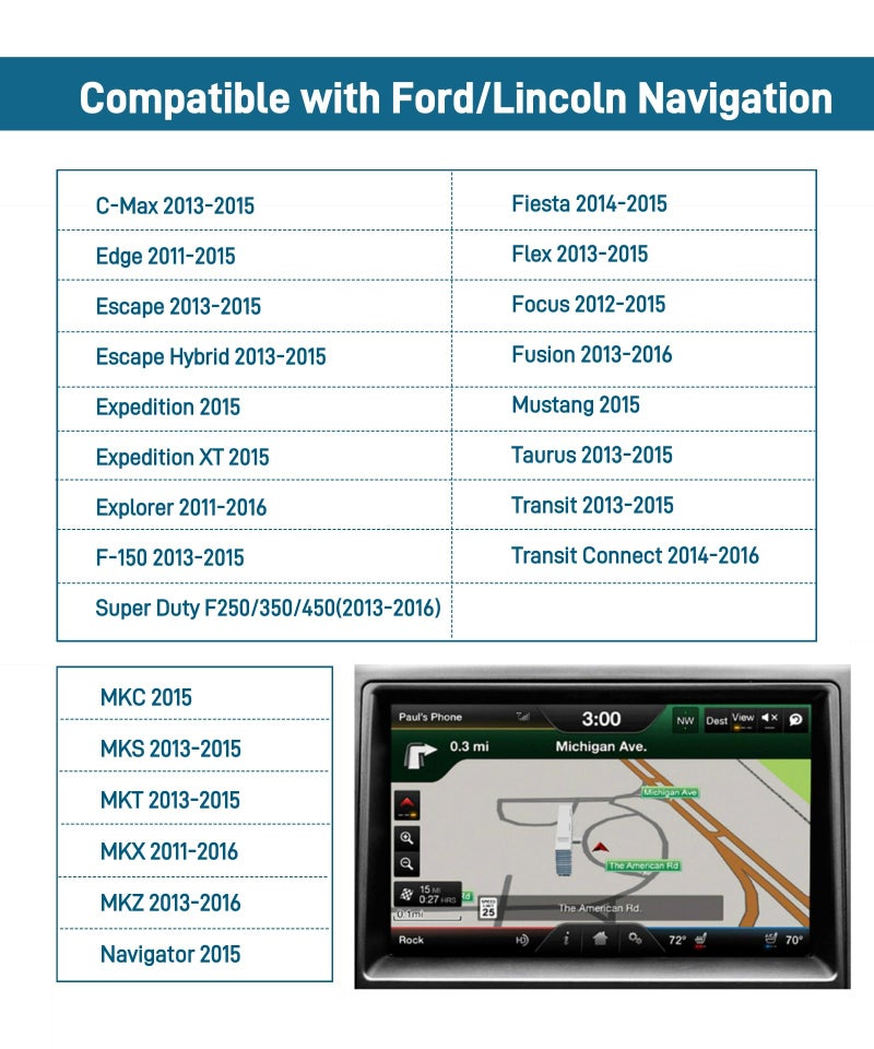 Maigoo New A15 Navigation SD Map Replacement Card for Ford/Lincoln,F-150 Explorer Fusion Expedition Escape Edge MKC MKZ MKX Sync USA/Canada,Updated A15 GM5T-19H449-AJ - Image 2
