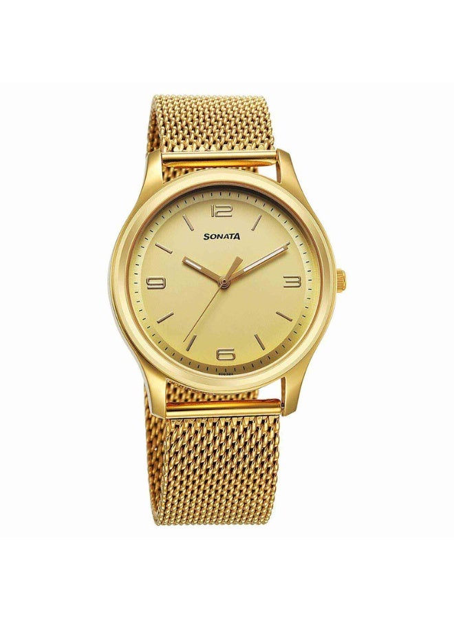 سوناتا Traditional Essentials Quartz Analog Champagne Dial Stainless Steel Strap Watch for Men - Image 1