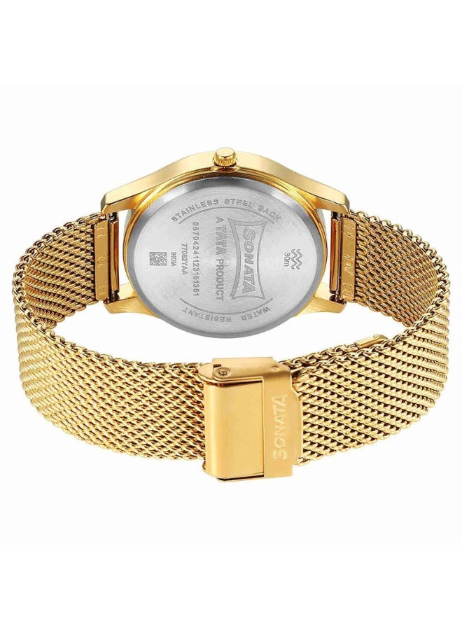 سوناتا Traditional Essentials Quartz Analog Champagne Dial Stainless Steel Strap Watch for Men - Image 4