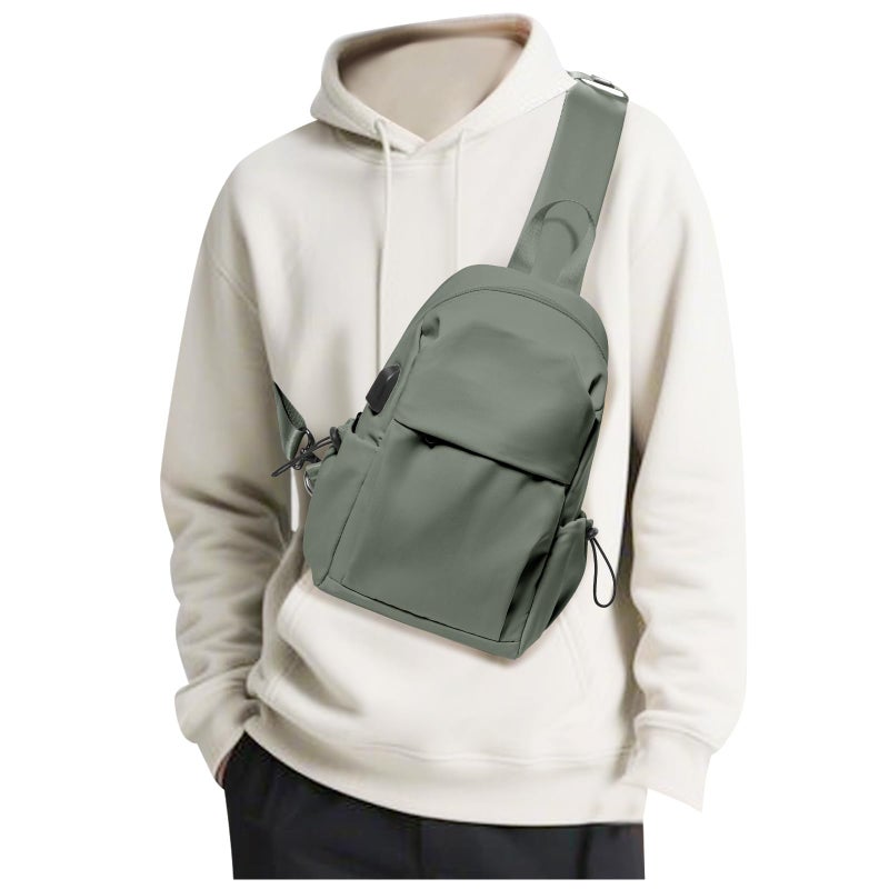 SEAFEW Green Sling Crossbody Backpack Shoulder Bag for Men Women - Small One Strap Sling Bag Fanny Pack Daypack, Waterproof Nylon Chest Bag for Motorcycle Hiking Travel Gym Sport - Image 1