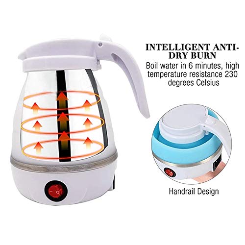 UpdateClassic Travel Portable Foldable Electric Kettle, 0.6L Small Collapsible Hot Water Boiler For Coffee Tea (Blue) - Image 3