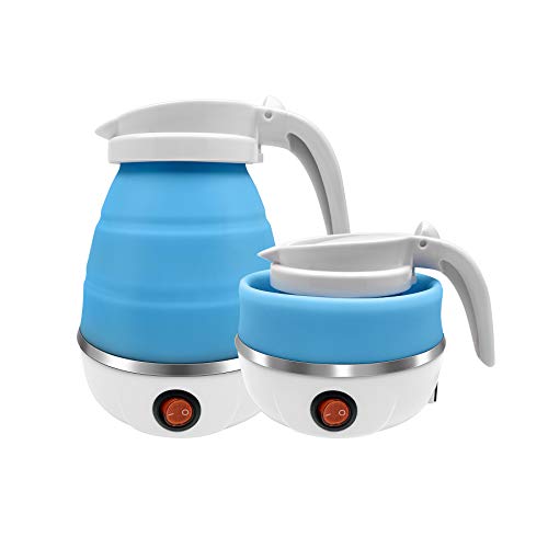 UpdateClassic Travel Portable Foldable Electric Kettle, 0.6L Small Collapsible Hot Water Boiler For Coffee Tea (Blue) - Image 1