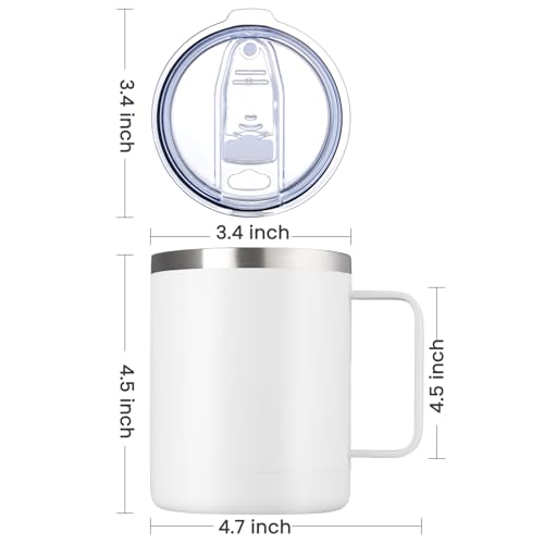 MEWAY 12oz Coffee Mug With Handle 8 Pack Bulk,Stainless Steel Insulated Travel Tumblers With Sliding Lid,Double Wall Vacuum Camping Cup for Hot & Cold Drinks Tea (White,Set of 8) - Image 4