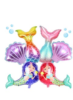 Party 6 Pieces Mermaid Balloons, Mermaid Birthday Decoration, Foil Mermaid Birthday Balloons, Little Mermaid Birthday Kit For Little Mermaid Girls Theme Party Birthday Decoration Accessory  - Image 1