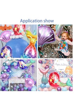 Party 6 Pieces Mermaid Balloons, Mermaid Birthday Decoration, Foil Mermaid Birthday Balloons, Little Mermaid Birthday Kit For Little Mermaid Girls Theme Party Birthday Decoration Accessory  - Image 4
