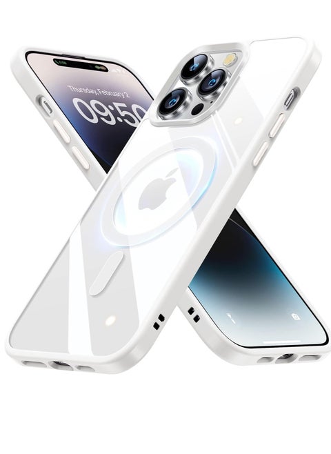 Built in Magnets Compatible with MagSafe Clear Hard PC Back Cover Soft TPU Frame Shockproof Protective Slim Bumper Case for iPhone12 Pro Max white