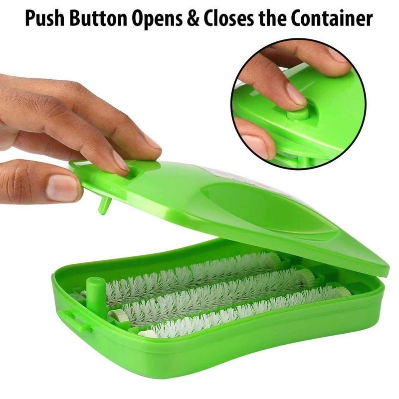 WOTOFY WOTOFY Plastic Handheld Carpet Roller Brush Cleaning with Dust Crumb Collector Wet and Dry Brush Colour May Vary 3  - Image 4
