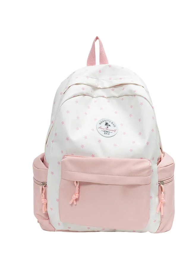 Take Two Nylon Star Print Casual Backpack with Zip Closure