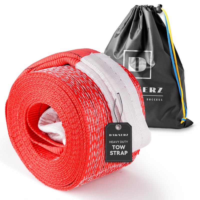 Dawnerz Heavy Duty Tow Strap 20 ft 85000 lbs Minimum Break Strength Recovery Tow Rope 6 m 42 Tons for Truck Bus Tractor