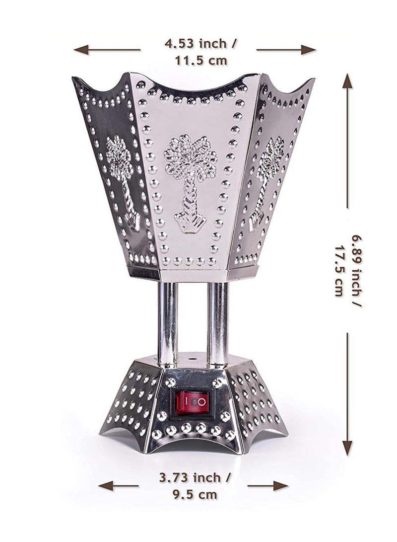 SAQOWARE Electric Bakhoor Burner/Madkhan/Mabkhara/Oud Burner/Incence Burner(Silver) -6 Corner Shape - Image 3