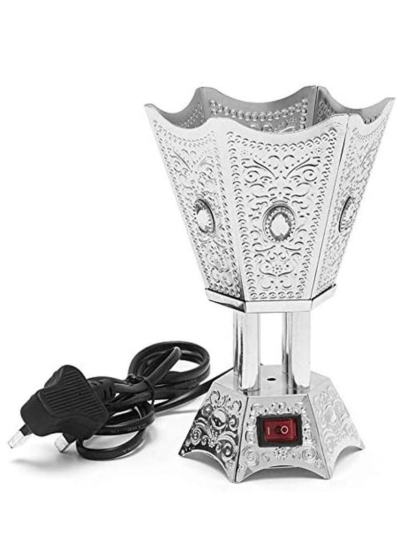 SAQOWARE Electric Bakhoor Burner/Madkhan/Mabkhara/Oud Burner/Incence Burner(Silver) -6 Corner Shape - Image 1