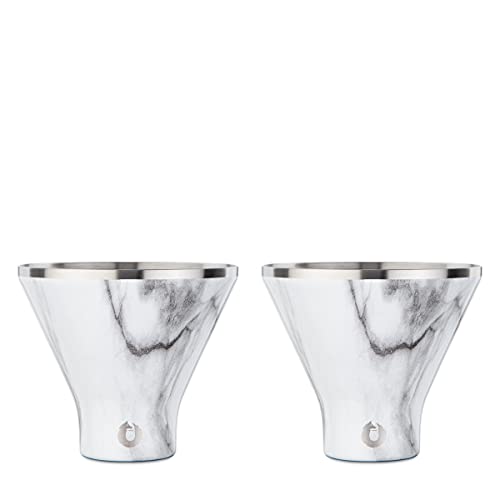 SNOWFOX Elegance Collection Insulated Stainless Steel Martini and Margarita Cocktail Glass  Set of 2  Marble C60012-26  8 fluid ounces - Image 1