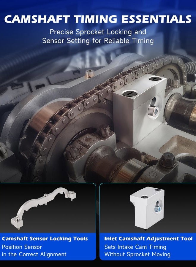 Orion Motor Tech مجموعة أدوات توقيت محرك التيربو، مجموعة أدوات محاذاة وقفل عمود الكامات، مجموعة حزام توقيت متوافقة مع 1.0L 1.2L 1.4L شيفروليه كروز فاوكسهول أوبل والمزيد، مجموعة استبدال سلسلة توقيت 7 قطع - Image 4