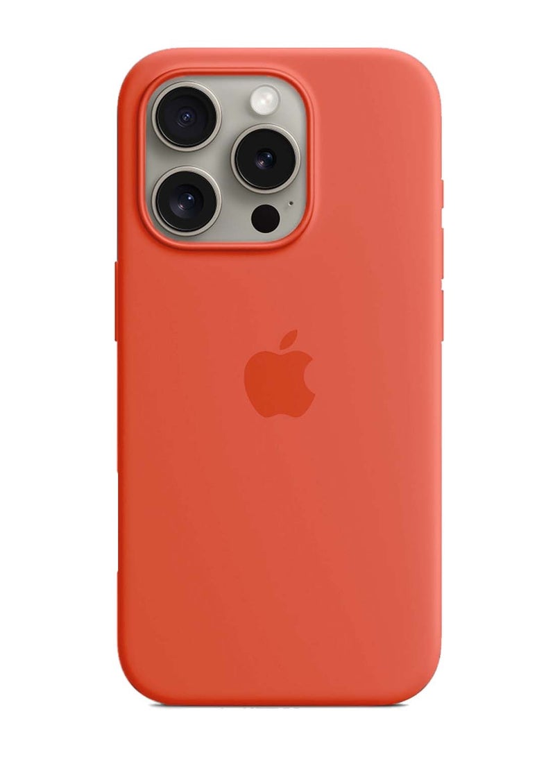 Wtech Apple iPhone 16 Pro Max 2024 Premium Soft Liquid Silicone Case Cover - Orange Sorbet - Image 2