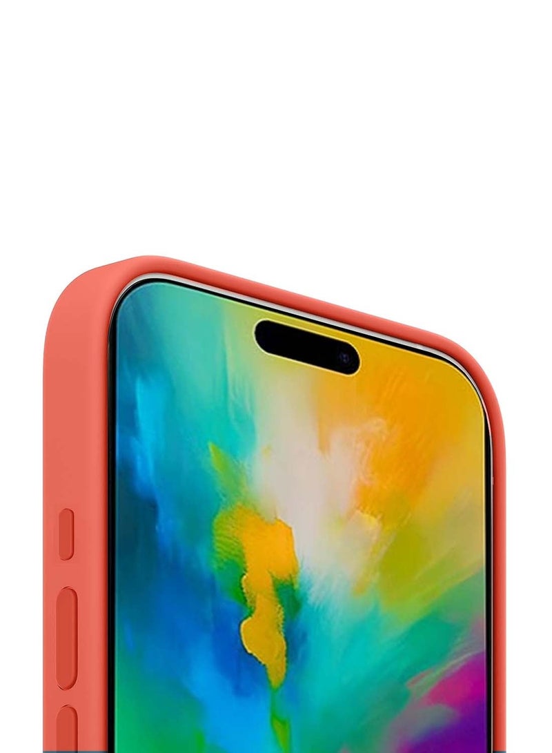 Wtech Apple iPhone 16 Pro Max 2024 Premium Soft Liquid Silicone Case Cover - Orange Sorbet - Image 4