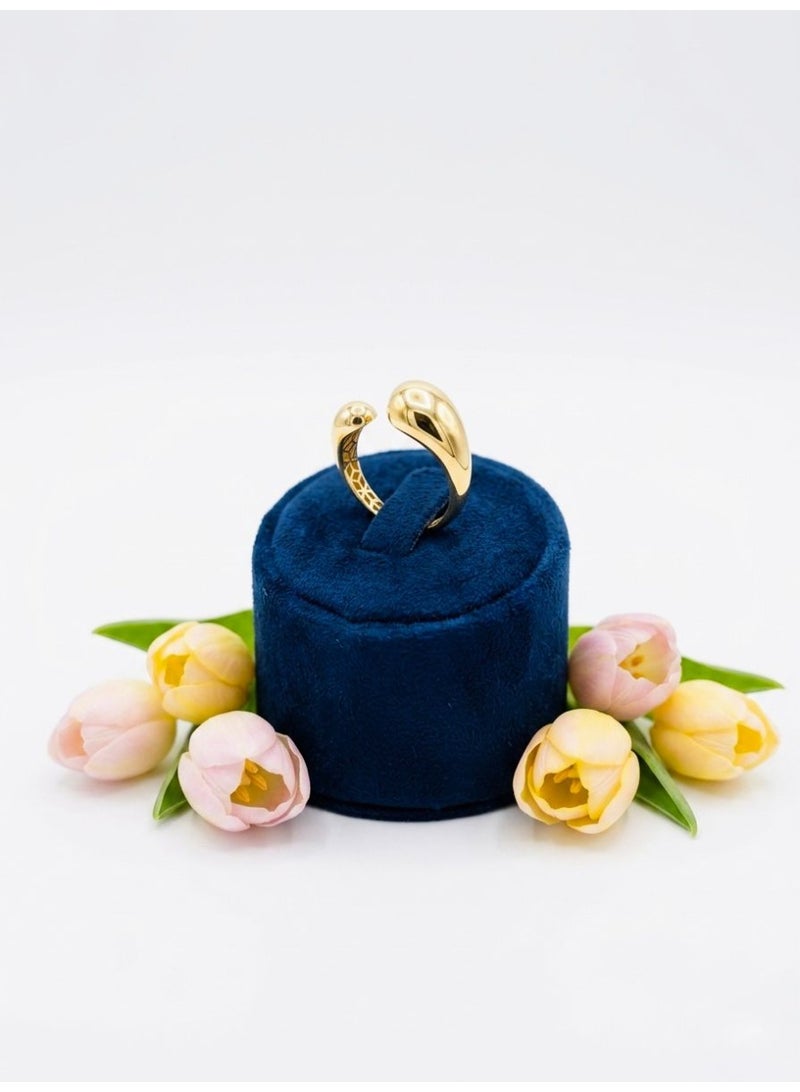 The Intermix Gems Gold Modern Bypass Statement Ring 18K - Image 3