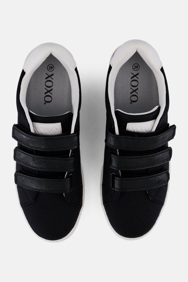XOXO Women Velcro Closure Casual Shoes, Black - Image 2