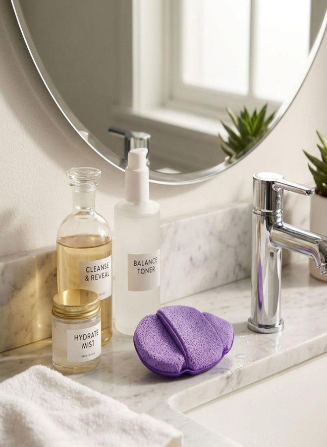 Baskety Reusable Makeup Remover Sponge Pad – Soft Facial Cleansing Puff for Removing Makeup, Deep Pore Cleaning, Gentle Exfoliating Face Sponge (Purple) - Image 3