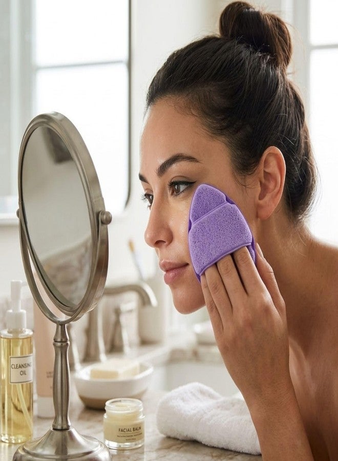 Baskety Reusable Makeup Remover Sponge Pad – Soft Facial Cleansing Puff for Removing Makeup, Deep Pore Cleaning, Gentle Exfoliating Face Sponge (Purple) - Image 5