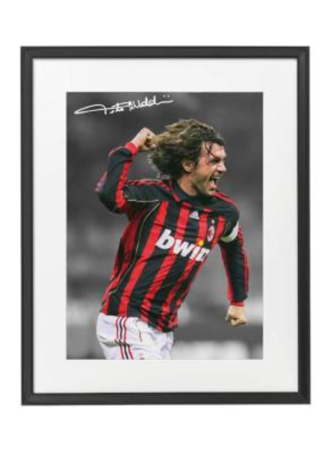 Boomah Accessories Paolo Maldini AC Milan Legend Printed Autograph - Framed Poster 50x40cm - Football Memorabilia, Soccer Collectible, Gift for Fans , Man Cave