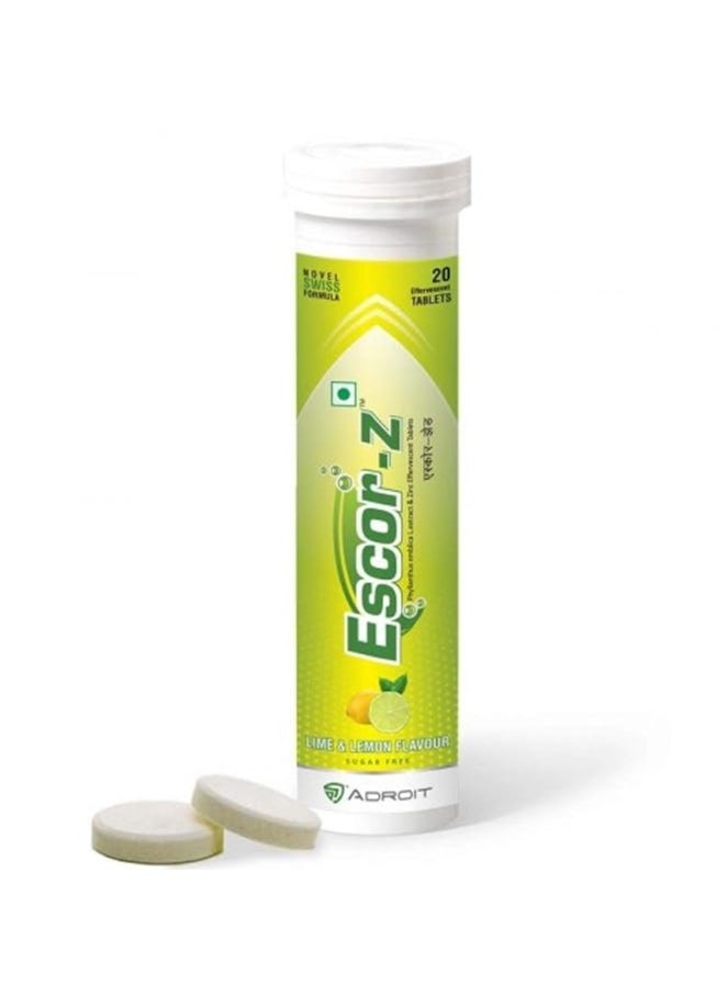 Escor-Z Glutone Escor Z Effervescent Tablets Lime And Lemon Flavour 20 Tablets  - Image 1