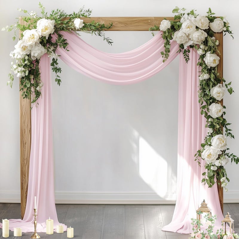 Socomi Wedding Arch Draping Fabric 1 Panel 29 x 19Ft Blush Pink Sheer Chiffon Curtain Drapes 6 Yards for Wedding Ceremony Birthday Party Decoration - Image 2