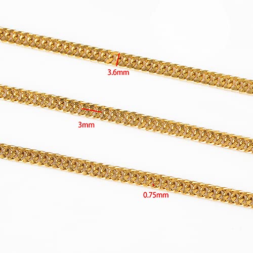 YOUBEIYEE 16.4 Feet Stainless Steel Chains for Jewelry Making, Gold Plated Cuban Chain Roll with Jump Ring Lobster Clasps for Bracelet Necklace DIY Making Supplies - Image 5