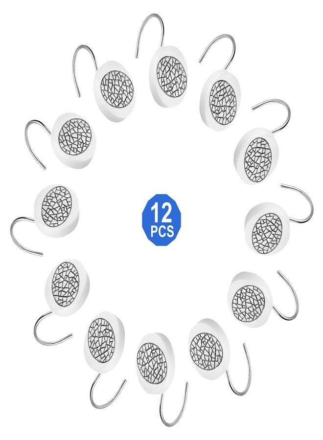 Popular Bath 12 piece Sinatra Shower Hooks Luxury Resin Hooks Unique Design Bling White Mosaic Glass Shower Hooks - Image 3