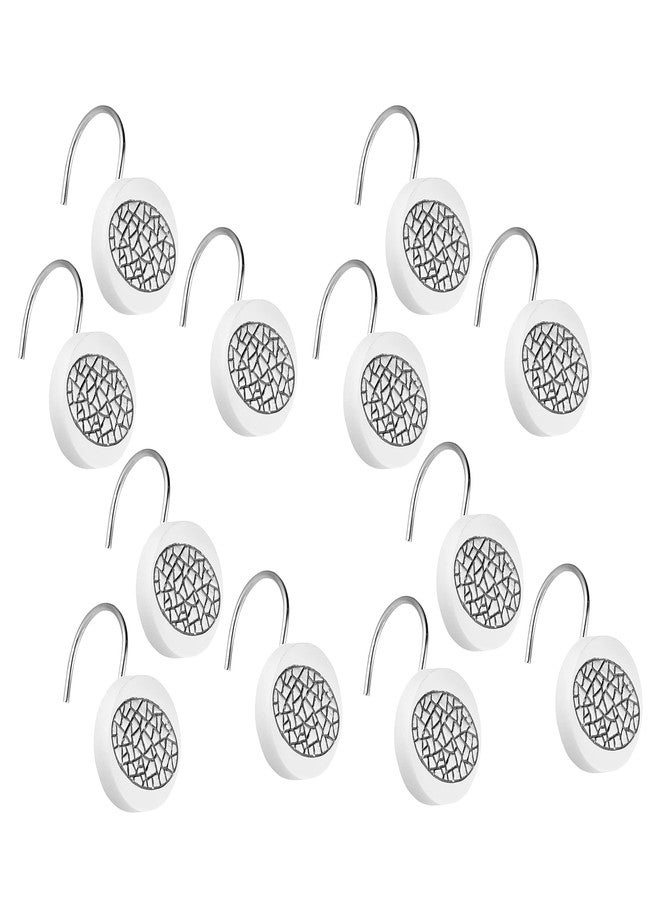Popular Bath 12 piece Sinatra Shower Hooks Luxury Resin Hooks Unique Design Bling White Mosaic Glass Shower Hooks - Image 4