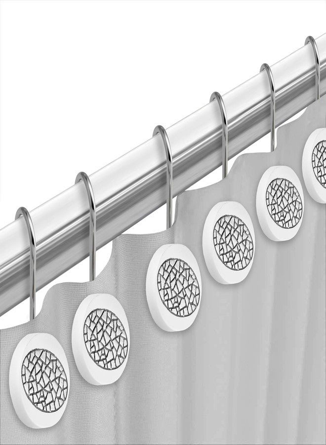 Popular Bath 12 piece Sinatra Shower Hooks Luxury Resin Hooks Unique Design Bling White Mosaic Glass Shower Hooks - Image 2