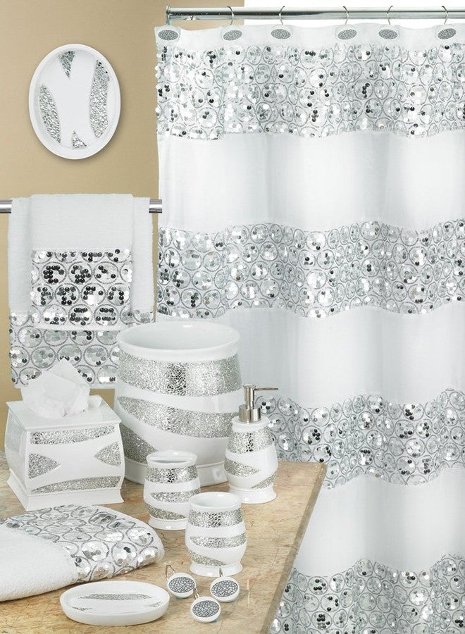 Popular Bath 12 piece Sinatra Shower Hooks Luxury Resin Hooks Unique Design Bling White Mosaic Glass Shower Hooks - Image 5