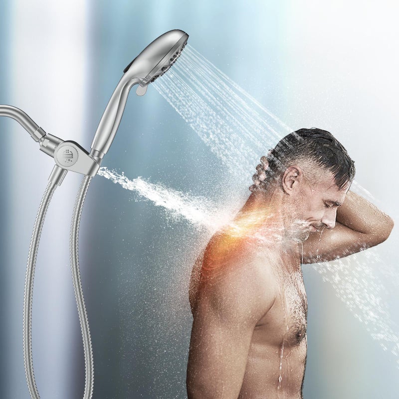 MakeFit Filtered Shower Head with Handheld Combo - Dual 2-in-1 Spa System with Massage Shower and 10 Modes Hand Held Shower High Pressure with Built in Power Wash Mode (Chrome) - Image 2