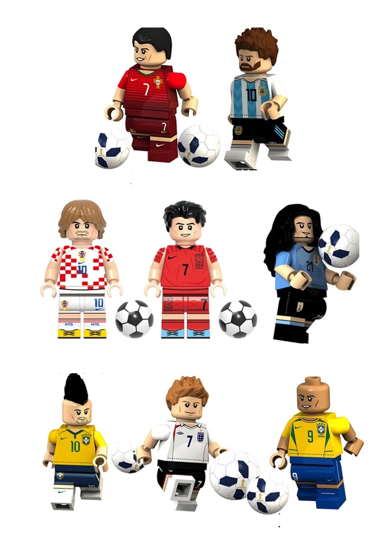 NIBEMINENT - Lego men figures, 8-piece World Cup players set, football figures for kids and enthusiasts, kids’ building blocks, construction, boys, toys, children, girls, game, construction toys kids, unique sets - Image 1