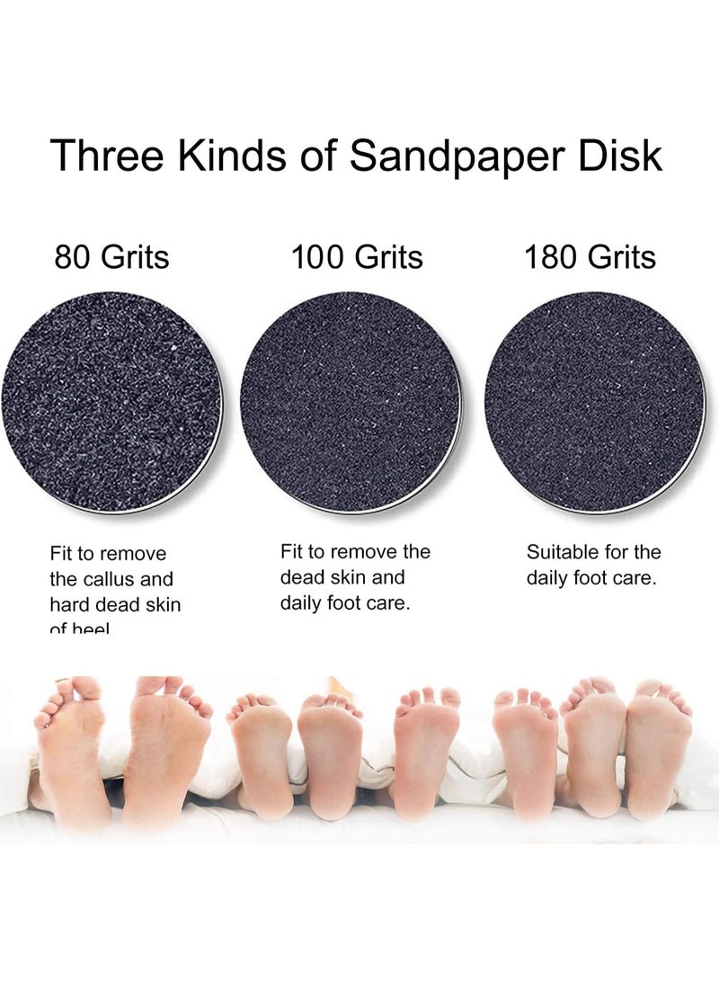 Excefore 180pcs Self-adhesive Sandpaper Disk Replacement Pad Foot File Disc for Electric Foot Rasp Files Callus Cuticle Hard Dead Skin Removal Pedicure Tools (80 Grit, 100 Grit, 180 Grit) - Image 2