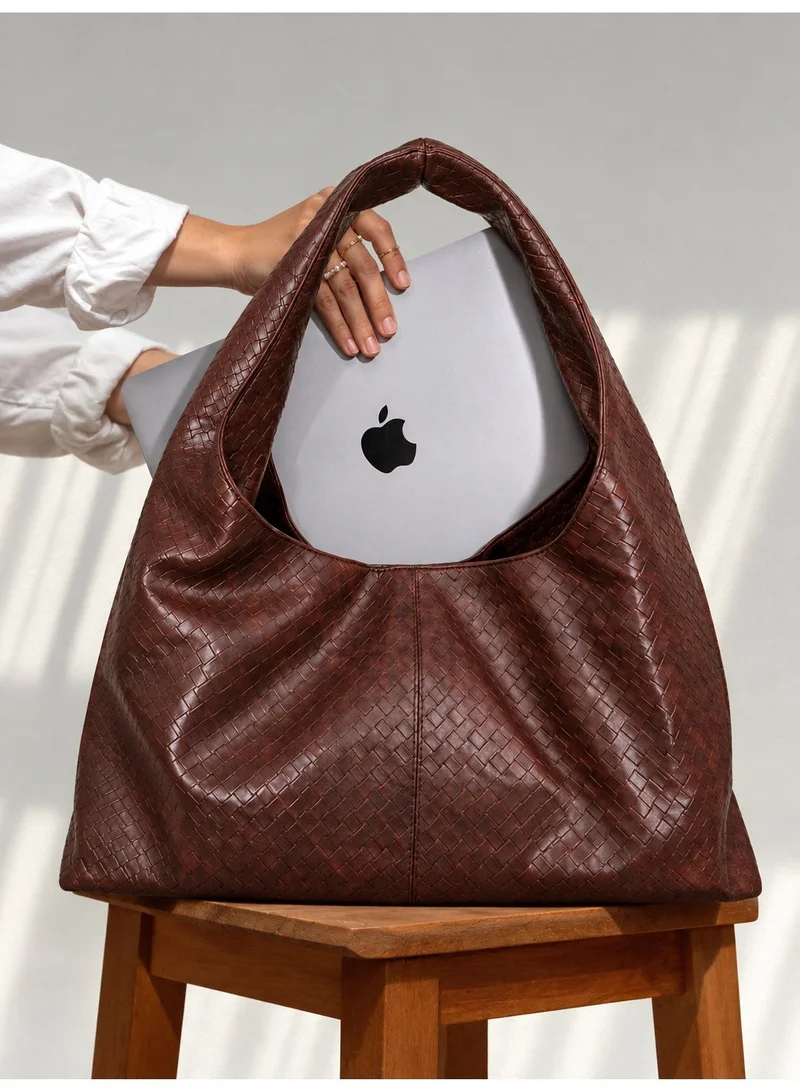 Gaya Elara Woven Shoulder Bag – 13" Laptop & Everyday Shoulder Bag Brown
