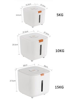 Reelyo Household Rice Bucket, Clear Plastic Grain Bucket, Sealed Grain Storage Bucket with Measuring Cup, Kitchen Multi-Grain Container  - Image 2
