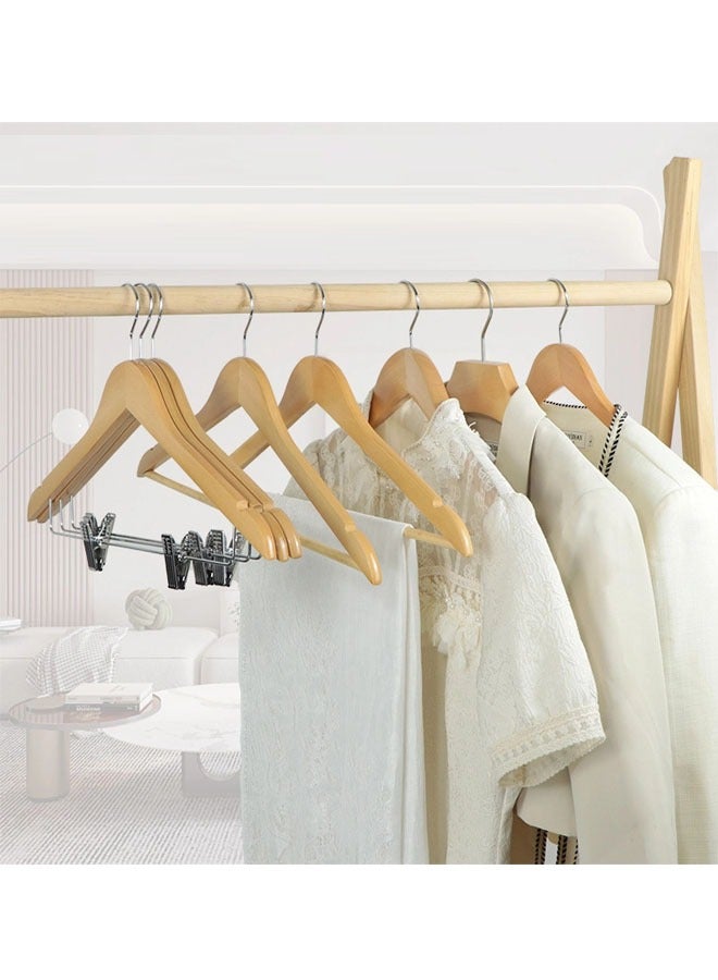 keke Pack of 10 High Quality Wooden Suit and Pants Rack with Shoulder Notches Hangers  - Image 5