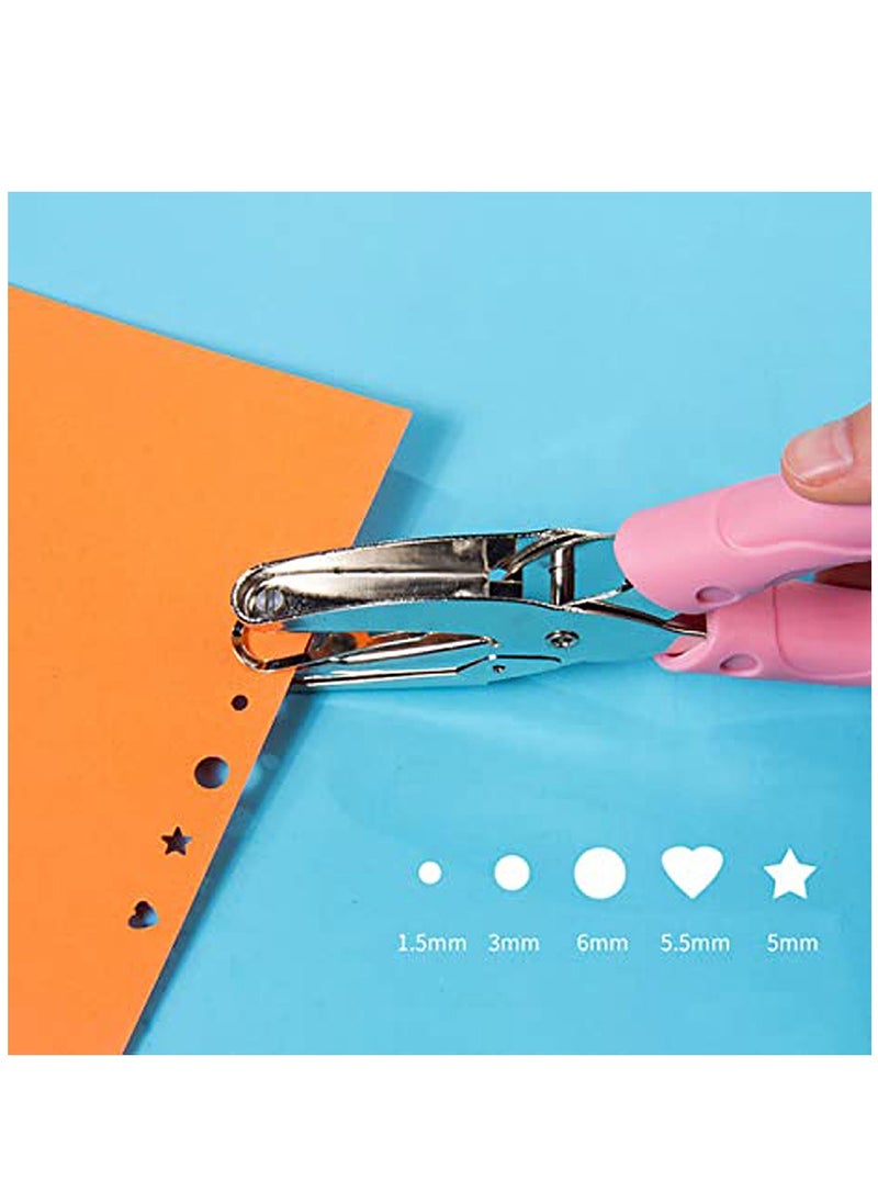 KASTWAVE - Punch Small Mini Tiny Heart Shaped Hole Paper Punch Puncher with Pink Soft Handheld Grip for DIY Craft Paper Tags Clothing Ticket Scrapbook Tool - Image 1