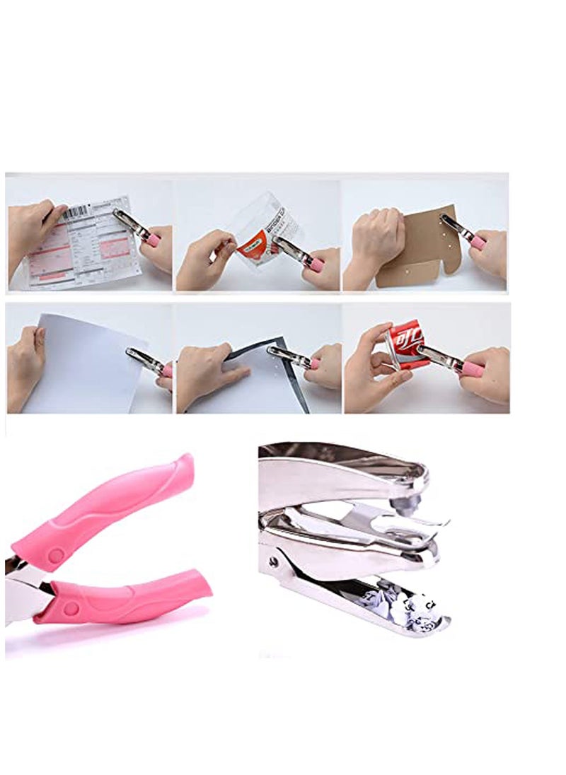 KASTWAVE - Punch Small Mini Tiny Heart Shaped Hole Paper Punch Puncher with Pink Soft Handheld Grip for DIY Craft Paper Tags Clothing Ticket Scrapbook Tool - Image 1