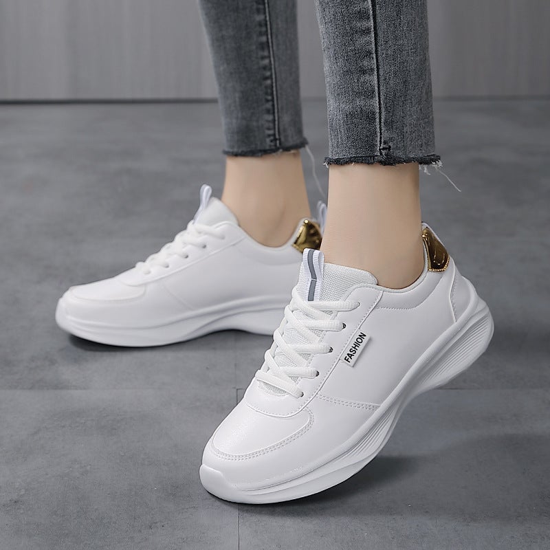 Women's Leather Waterproof Sports Shoes – Comfortable All Black Non-Slip Work Sneakers - Image 2