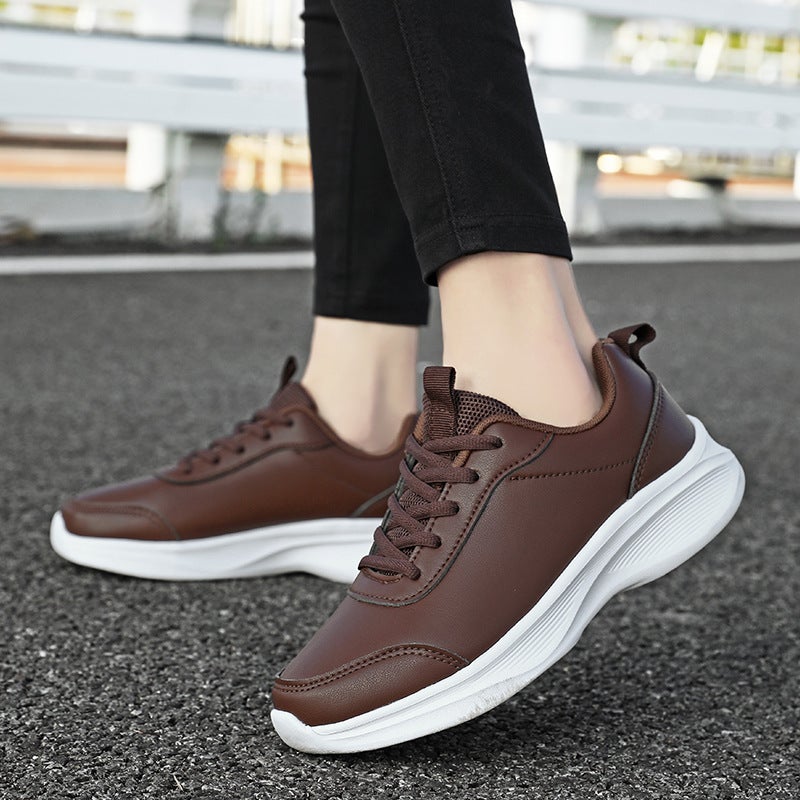 Women's Leather Waterproof Sports Shoes – Comfortable All Black Non-Slip Work Sneakers - Image 4