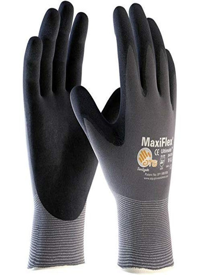 MaxiFlex 34-874 Seamless Knit Nylon - Nitrile coated microfoam gloves include grip on palm and fingers (LG-12Pack) - Image 2