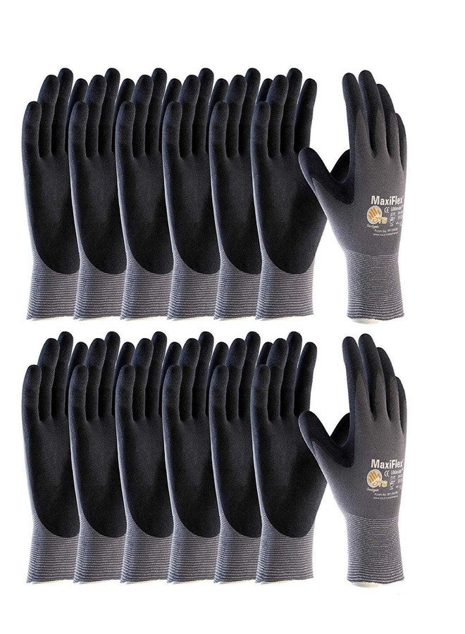 MaxiFlex 34-874 Seamless Knit Nylon - Nitrile coated microfoam gloves include grip on palm and fingers (LG-12Pack) - Image 1
