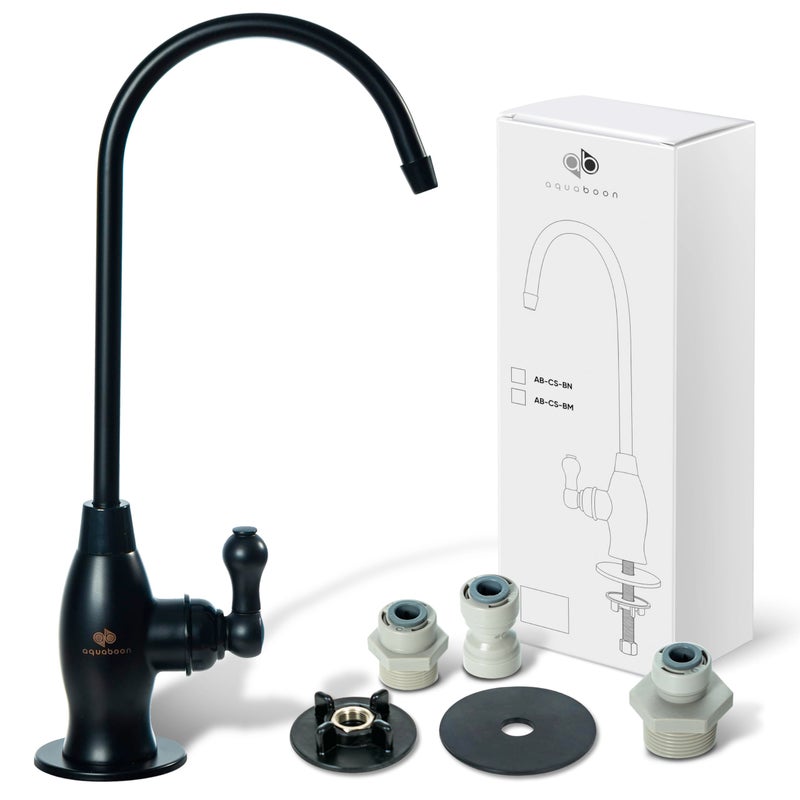 أكوابون Aquaboon Black Ro Faucet الصنبور المصنوع من الفولاذ المقاوم للصدأ صنبور الصنبور لمطبخ بالوعة الفجوة غير الهوائية صنب - Image 1
