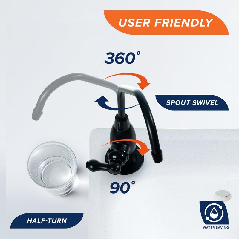 أكوابون Aquaboon Black Ro Faucet الصنبور المصنوع من الفولاذ المقاوم للصدأ صنبور الصنبور لمطبخ بالوعة الفجوة غير الهوائية صنب - Image 5