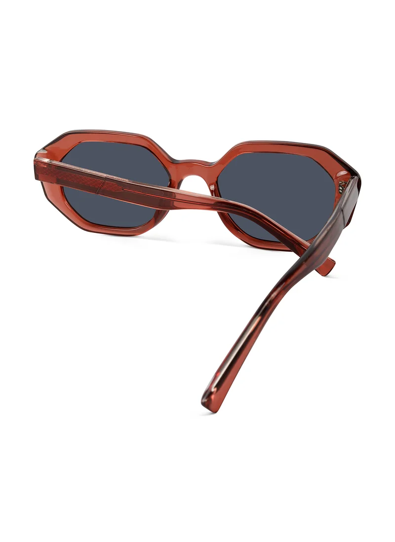 Woggles Red Pappy Rayvex Blue Polarized Hexagonal Sunglasses