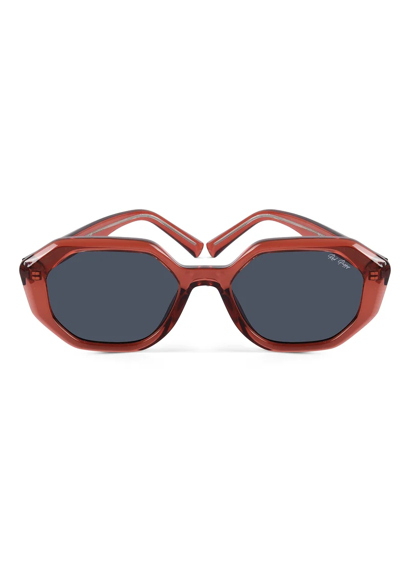 Woggles Red Pappy Rayvex Blue Polarized Hexagonal Sunglasses