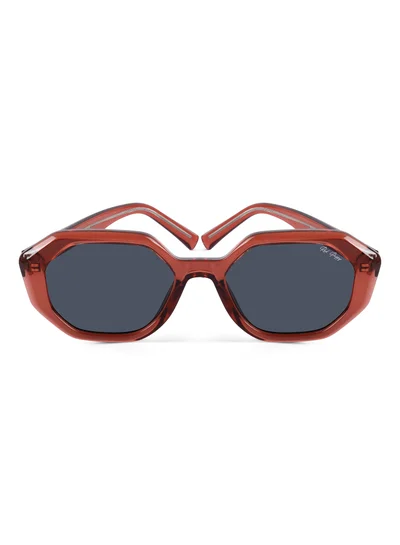 Woggles Red Pappy Rayvex Blue Polarized Hexagonal Sunglasses