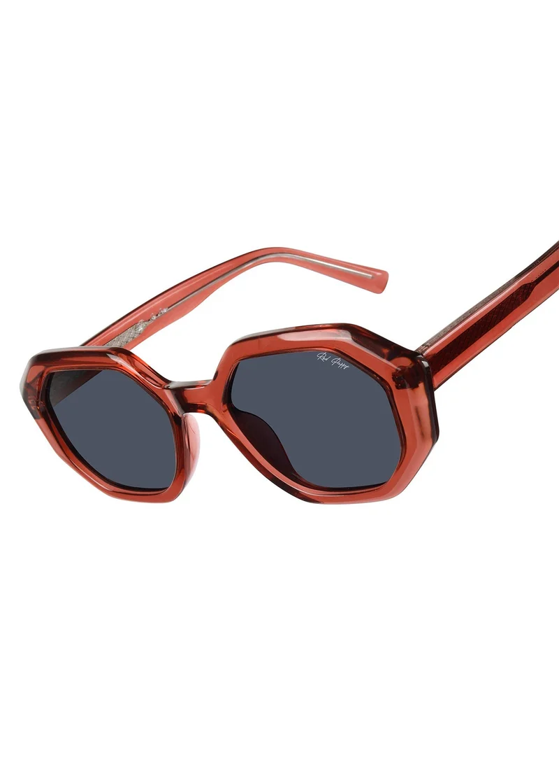 Woggles Red Pappy Rayvex Blue Polarized Hexagonal Sunglasses