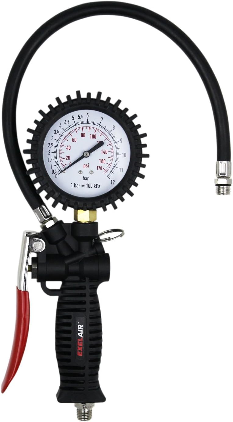 Milton EXELAIR EX536KIT 3-in-1 Professional Analog Pistol Grip Tire Inflator/Deflator Gauge Kit - 16" Hose, Easy-Clip Chuck, Dual Foot Chuck, and Bonus Venturi Tip - 175 PSI - Image 3